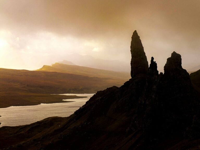 The Old Man of Storr at golden hour, Scottish Highlands